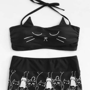 (New w/o Tag) Cat Print Bikini Set